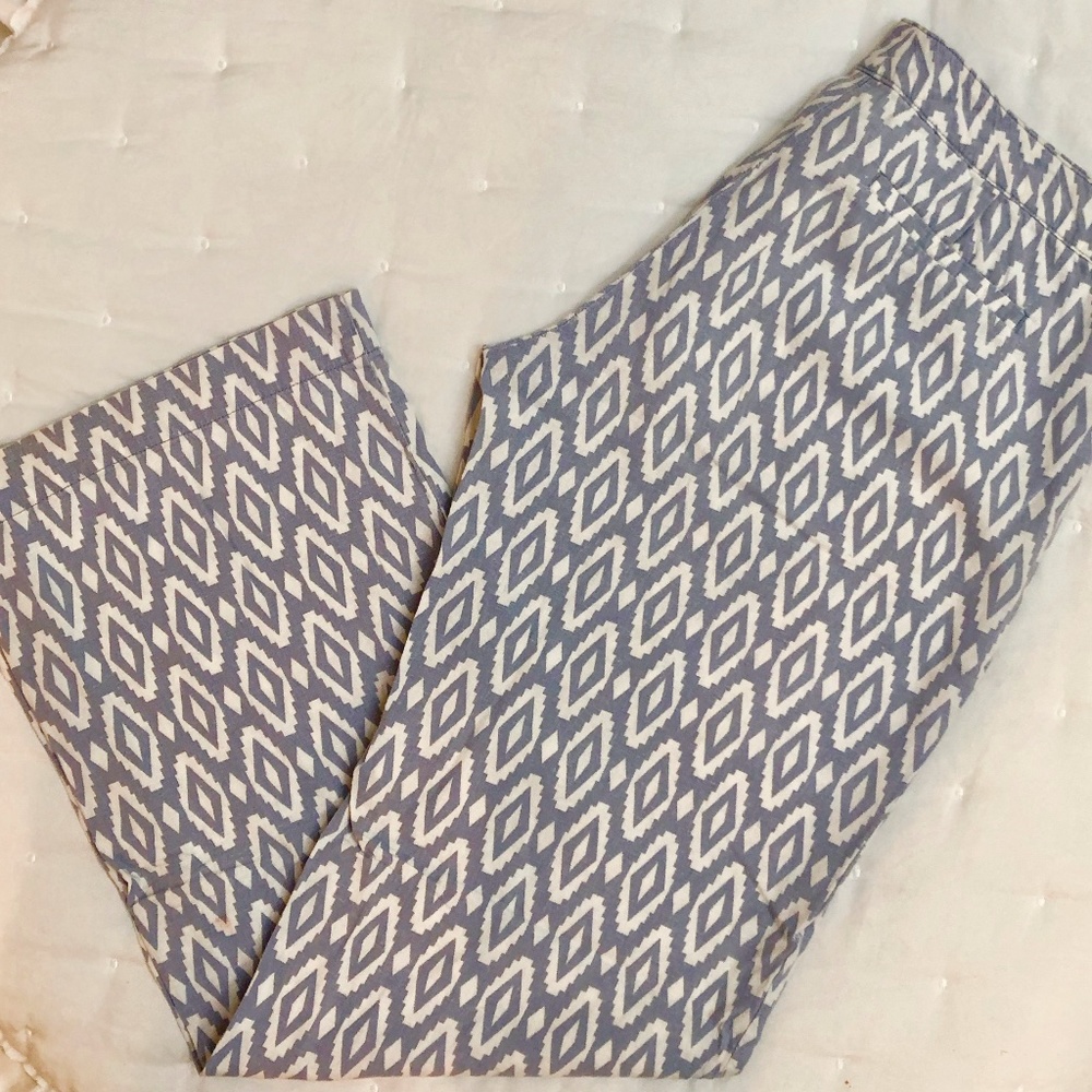 Linen Chambray Aztec Printed Pant Trouser